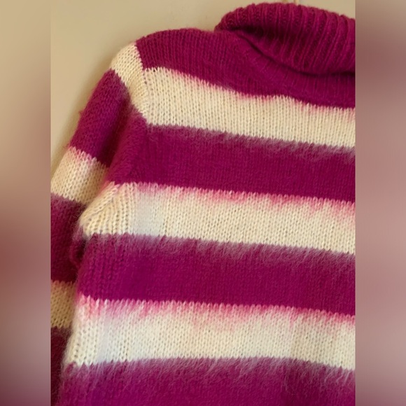 &Merci Fuzzy Striped Sweater turtleneck soft nwt mohair blend - Picture 3 of 9